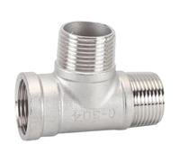（DN8-DN50）male+male+Female Threaded 3 Way Tee T Pipe Fitting 1/4" 1/2" 3/4" 1" 1-1/4" 1-1/2" Threaded 304 Stainless Steel(F x M x M,3/8")