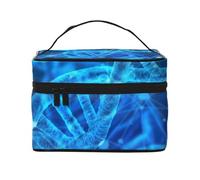 DNA Chain Photo Print Custodia portatile da viaggio per trucchi con cerniera versatile per borsa per il trucco di grande capacità in poliestere, nero, taglia unica, Nero, One Size