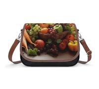 DNA Genetic Helix Borse a tracolla da donna in pelle borse da viaggio borse a tracolla Tote Bag per uso quotidiano, Varietà variopinta di verdure e frutta, Taglia unica