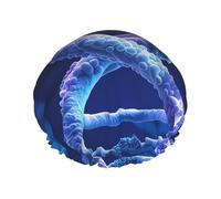 DNA Genetic Helix Cuffia da doccia per donne e uomini, regolabile, riutilizzabile, a doppio strato, impermeabile, fodera in EVA, fascia elastica per capelli per tutte le lunghezze