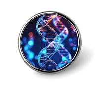 DNA Genetic Helix Distintivo rotondo personalizzato in metallo spilla da bavero adatta per abbigliamento, borse, cappello, spilla stampata umoristica, decorazione per feste, accessori per uomini e