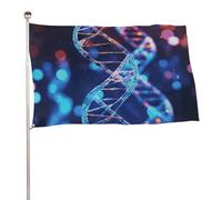 DNA Genetic Helix Flag 119,4 x 177,8 cm, stampa su entrambi i lati, bandiera decorativa da giardino, non sbiadisce, con occhielli in ottone da appendere, sfondo fotografico per interni ed esterni