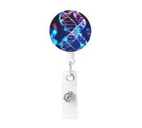 DNA Genetic Helix - Porta badge retrattile, con clip a coccodrillo e portachiavi, per infermiere, operai, dottori, infermieri