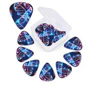 DNA Genetic Helix Print - Plettro per chitarra, confezione da 12, con custodia per plettro, 0,46 mm, 0,96 mm, 0,71 mm, accessori per chitarra per basso, chitarre acustiche elettriche e ukulele