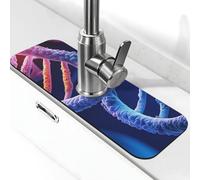 DNA Genetic Helix - Tappetino per rubinetto per lavello da cucina, super assorbente, cattura schizzi in diatomite, ad asciugatura rapida, in pietra, maniglia per gocciolamento, tappetino per