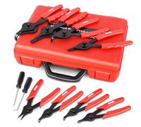 DNA MOTORING 11pc Multi Angle Heavy Duty Internal External Snap Ring Plier Set Mechanics Circlips for Ring Remover Retaining, W/Case, Tools-00534