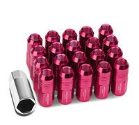 DNA MOTORING, LN-ZTL-9020-15-PK Dadi con estremità chiusa per cerchi in lega di alluminio M12 x 1,5 e adattatore di estensione unità profonda, diametro esterno 20 mm, altezza 50 mm, 20 pezzi (rosa)