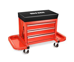 DNA MOTORING PM PERFORMOTOR TOOLS-00261 3-Drawer Tool Chest Rolling Mechanic Seat with Tool Trays,350lbs Max Weight Capacity,Red