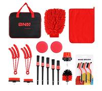 DNA MOTORING Tools-00278 - Set di Strumenti per la Pulizia delle spazzole per Auto, con Borsa per Il Trasporto, per Interni ed Esterni, per Bocchetta del cruscotto, Colore Rosso