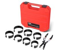 DNA MOTORING TOOLS-00537 - Set compressore ad anello per motore, con pinze a compressione e 7 anelli per pistone (2-7/8" - 4-5/8") - per auto, camion e moto, kit di installazione e rimozione