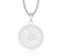 DNBVII Collana con ciondolo a forma di sette arcangeli, in acciaio inox, con sigillo dei sette arcangeli, per uomo e donna, amuleto protettivo, collana con ciondolo a forma di moneta Mich, Acciaio