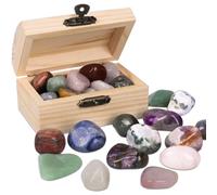 Dncv - Set di 26 pietre preziose per bambini con forziere del tesoro dei pirati, pietre semipreziose da 2 a 3 cm, pietre portafortuna per bambini, tesori dei pirati, pietra regalo per caccia al tesoro
