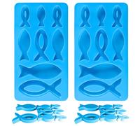 DND 2 pezzi stampo in silicone per pesce, stampo in silicone per sapone, stampo in silicone a 8 scomparti, stampo in silicone per decorazione comunione, stampo in silicone per versare pesce