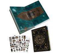 DND Battle Map Book - 32 tappetini riutilizzabili cancellabili a secco/bagnato con oltre 100 decalcomanie paesaggistiche, griglia da 2,5 cm e rilegatura piatta - Kit di giochi di ruolo portatile per