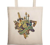 DND Crit Happens - Borsa tote in cotone ecologico naturale, beige