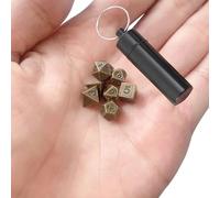 DND Dadi Set con Mini Dice Set Piccolo Metallo Cubo Caso Portatile Antico Ferro Metallo Cubo Set per Portachiavi Bronzo Antico