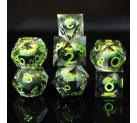 DnD Dadi Set Dadi D&D 7 Pezzi Occhio del Drago Mobili Bulbo Oculare Resina Gioco Particolari con Bordi Affilati Poliedrici Dadi per Dungeon Draghi Pathfinder RPG DND MTG con Confezione Regalo
