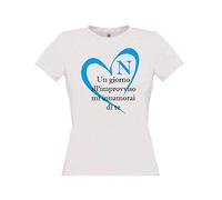 DND di D'Andolfo Ciro T-Shirt Maglia Donna Calcio Napoli Coro Un Giorno all'improvviso Cuore, Stampata Direttamente su Tessuto (XS)