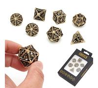 DND Dice,Hollow D&D Metal Dice,Dungeons and Dragons Dice Set with Gift Box,7 PCs Steampunk Polyhedral Dice Games Set for RPG,MTG,Pathfinder,Ancient Bronze D and D Dice Set D20 D12 D10 D8 D6 D4 D%
