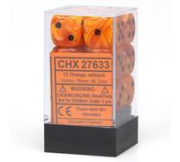 DND Dice Set-Chessex D&D Dice-16mm Vortex Orange and Black Plastic Polyhedral Di