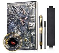 DND Dragon - Diario di viaggio in pelle goffrata 3D, formato A5, vintage, con custodia per penna e penna, diario giornaliero a righe fatto a mano, per uomini e donne (drago colorato)