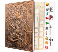 DnD Journal | Taccuino di D&D con copertina rigida in rilievo con drago 3D | Diario dei personaggi DnD e tracker della campagna | 150+ adesivi DnD inclusi | Fogli di personaggi D&D | Regali DND,