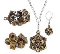 DND Mini Dadi, Dadi d&d Dadi da Gioco Dadi Poliedrici con Custodia per Dadi per MTG RPG D&D D4 D6, D8, D%, D10, D12, D20, Bronzo Antico