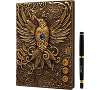 DND Notebook/Taccuino/Diario, 200 Pagine, Copertina in Ecopelle Goffrata con Fenice d'Oro 3D, con Penna, Ideale per Dungeons & Dragons/D&D/GDR/RPG, Regalo Nerd Fantasy DM e Giocatori, Uomini/Donne