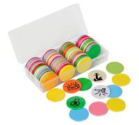 DND Set di 100 gettoni cancellabili a secco e bagnati, personalizzabili e riutilizzabili da 3,8 cm, per dungeon e draghi, MTG, clip da bingo e qualsiasi gioco di ruolo da tavolo