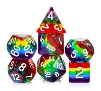 DND - Set di dadi DND arcobaleno trasparente, con sacchetto in organza per D&D Dungeon e Dragons RPG, gioco di ruolo da tavolo