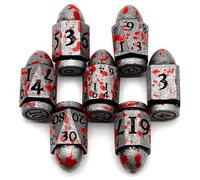 DND Set di dadi in metallo per Dungeons and Dragons, ZHOORQI Bullet - Set di 7 dadi poliedrici per giochi di ruolo di D&D (argento 7-Blood Silver)