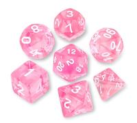 DND Set di dadi poliedrici con borsa nera per giochi di ruolo di D&D MTG, giochi di ruolo da tavolo, dadi poliedrici per giochi di ruolo come dungeon e dragons, set di 7 dadi (dadi rosa trasparenti)