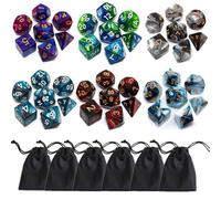 DND - Set di dadi poliedrici D&D, confezione da 6 pezzi, con D20, D12, D10, D8, D6, D4, compatibili con Dungeons and Dragons, giochi di ruolo RPG MTG, giochi di ruolo (42 pezzi)