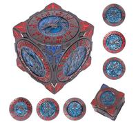 DND Spinner Dice - Set di dadi 7 in 1 in metallo con design drago in rilievo 3D | Design spinner unico per Dungeons & Dragons set di dadi poliedrici RPG per giocatori D&D e DM (rosso bluastro)