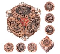 DND Spinner Dice - Set di dadi in metallo 7 in 1 con design drago in rilievo 3D | Design spinner unico per dungeon e draghi RPG Set di dadi in poliedro per giocatori D&D e DM (rame rosso)