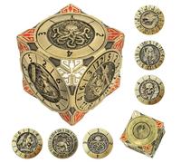DND Spinner Dice - Set di dadi in metallo 7 in 1 con design drago in rilievo 3D | Design unico di rotazione per Dungeons & Dragons RPG Dado poliedrico per D&D e DM (bronzo)