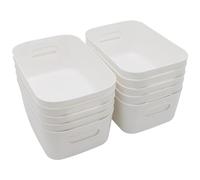 DNDGDLUA 10 Scatole Portaoggetti in Plastica Con Maniglie, Organizer da Cucina, Contenitore per Bagno, Scaffale (Bianco)
