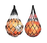 DNDGDLUA 2 Pezzi Borsa per Palloni da Basket, Borsa da Rete a Maglia, Borsa per Palloni da 1 Palla, Borsa da Rete Robusta, Borsa da Rete per Palloni da Basket, Pallavolo, Calcio (Nero Rosso + Nero
