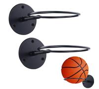 DNDGDLUA 2 rack in metallo per pallacanestro, supporto da parete per pallacanestro, calcio, pallavolo (nero)