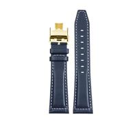 DNDJJM Cinturino compatibile con Longines Pioneer Five Star Admiral Series Cinturino in pelle da uomo Comcas L3.810/L3.811 Bracciale in pelle di vacchetta(Blue white gold B,22mm)