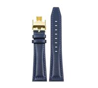 DNDJJM Cinturino compatibile con Longines Pioneer Five Star Admiral Series Cinturino in pelle da uomo Comcas L3.810/L3.811 Bracciale in pelle di vacchetta(Blue gold B,21mm)