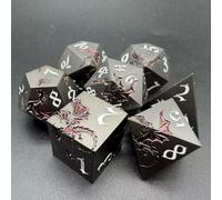 DNDND DND Dice, set di 7 dadi metallici D&D, con custodia regalo di colore casuale, per giochi da tavolo come Dungeons & Dragons, (viola glitterato con nero)