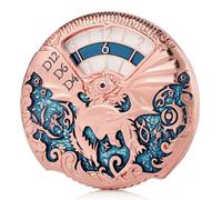 DNDND Dragon - Set di dadi in metallo 7 in 1 per roulette, con splendida confezione regalo, per giochi di ruolo come dungeon, draghi e giochi di ruolo (oro rosa con foglia di tè)