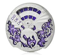 DNDND Dungeons and Dragons - Set di dadi 7 in 1 per roulette, in metallo, con splendida confezione regalo, per giochi da tavolo e giochi da tavolo (argento con viola)