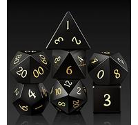 DNDND - Set completo di dadi in ossidiana D&D, con splendida custodia regalo, per giochi da tavolo e segrete (ossidiana)
