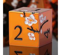 DNDND - Set di 7 dadi in metallo arancioni metallizzati, con splendida custodia regalo, per giochi da tavolo come Dungeons and Dragon (arancione con fiori bianchi)