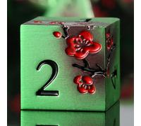 DNDND - Set di 7 dadi in metallo con fiori metallici, con splendida custodia regalo, per giochi da tavolo D&D Dungeons e Dragon (verde e rosso)
