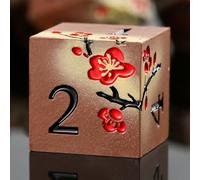 DNDND - Set di 7 dadi in metallo con fiori metallici, con splendida custodia regalo, per giochi da tavolo D&D Dungeons e Dragon (marrone e crema)