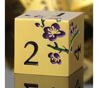 DNDND Set di 7 dadi in metallo con fiori metallizzati, con custodia regalo per D&D Dungeons e Dragon da tavolo (fiori viola con oro)