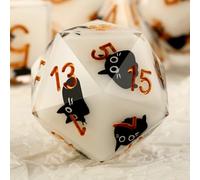 DNDND Set di dadi Kawaii Sharp Edge DND, 7 pezzi, simpatici dadi poliedrici adesivi a forma di gatto, per fan di D&D 5E, Critical Roll e anime RPG, regalo da collezione con custodia a forma di drago